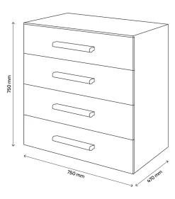 Commode effet chêne 4 tiroirs GoodHome Atomia H. 75 x L. 75 x P. 45 cm