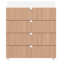 Commode effet chêne et blanc avec 4 tiroirs GoodHome Atomia H. 75 x L. 75 x P. 45 cm