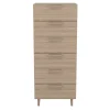 Commode effet chêne sur pieds 6 tiroirs chambre enfant GoodHome Atomia H. 123 x L. 50 x P. 45 cm
