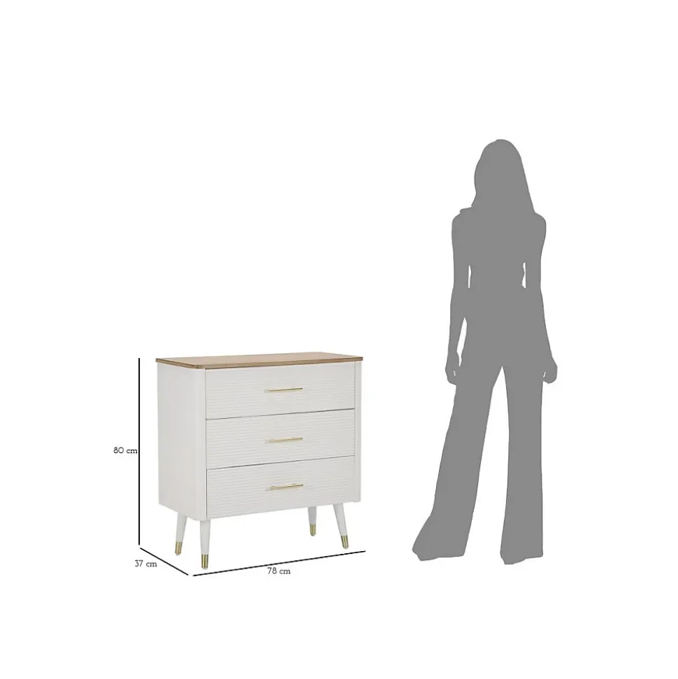 Commode en bois 3 tiroirs Matera 78x37x80 cm
