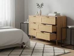 Commode en bois et cannage