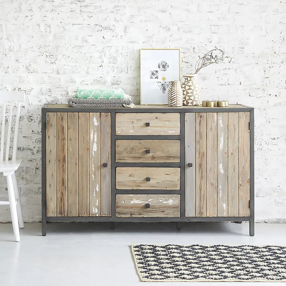 Commode en bois recyclé massif 150 cm