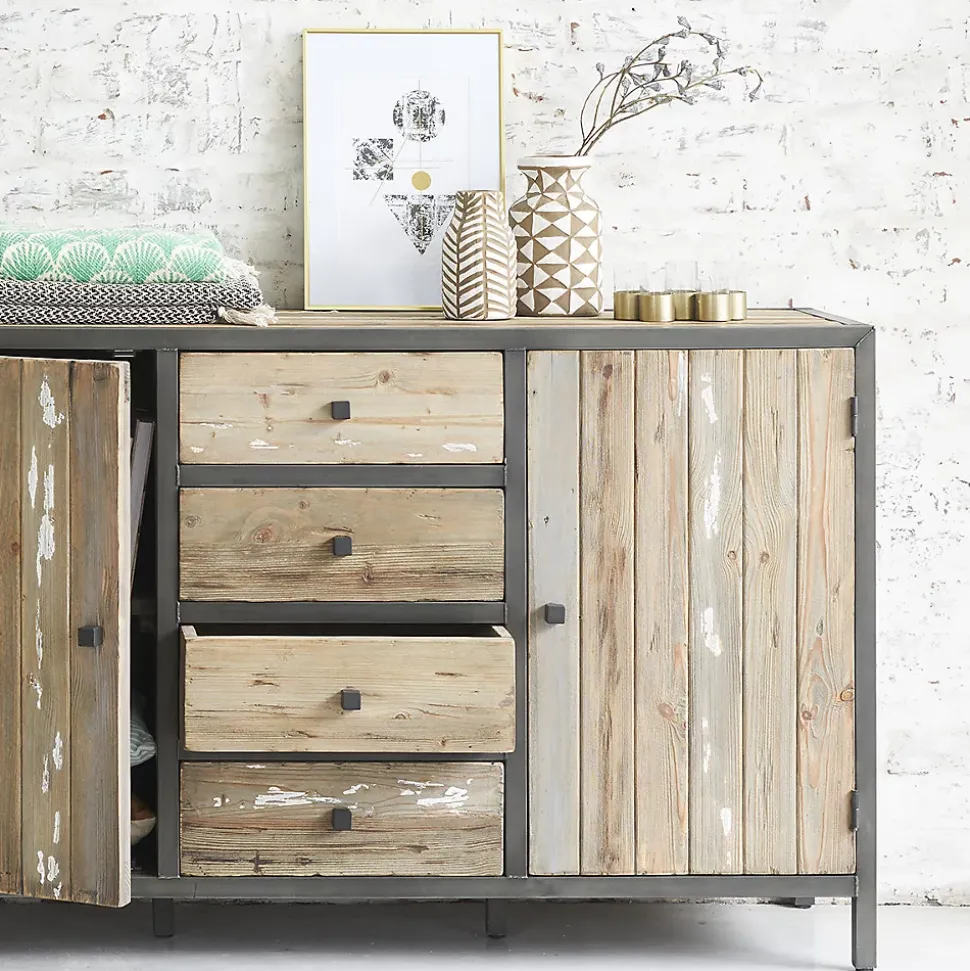 Commode en bois recyclé massif 150 cm