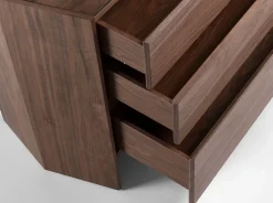 Commode en Noyer avec Plateau en Verre Trempé - Élégance et Rangement Pratique