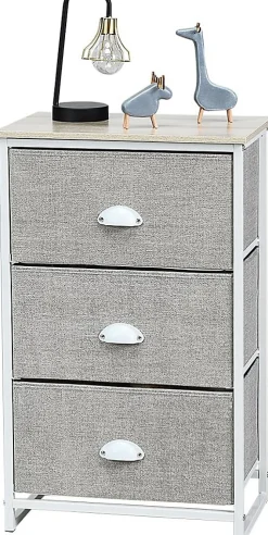 Commode en Tissu avec 3 Tiroirs Armoire de Rangement avec Tiroirs Pliables Cadre en Métal Robuste