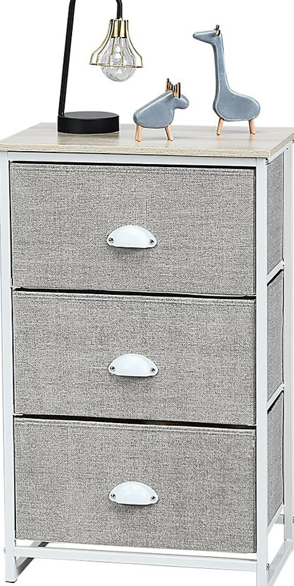 Commode en Tissu avec 3 Tiroirs Armoire de Rangement avec Tiroirs Pliables Cadre en Métal Robuste