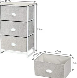 Commode en Tissu avec 3 Tiroirs Armoire de Rangement avec Tiroirs Pliables Cadre en Métal Robuste