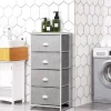 Commode en Tissu avec 4 Tiroirs Armoire de Rangement avec Tiroirs Pliables Cadre en Métal Robuste