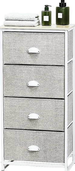 Commode en Tissu avec 4 Tiroirs Armoire de Rangement avec Tiroirs Pliables Cadre en Métal Robuste