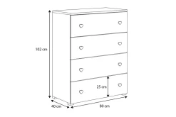 Commode enfant Emily, grise, pour chambre d'enfant