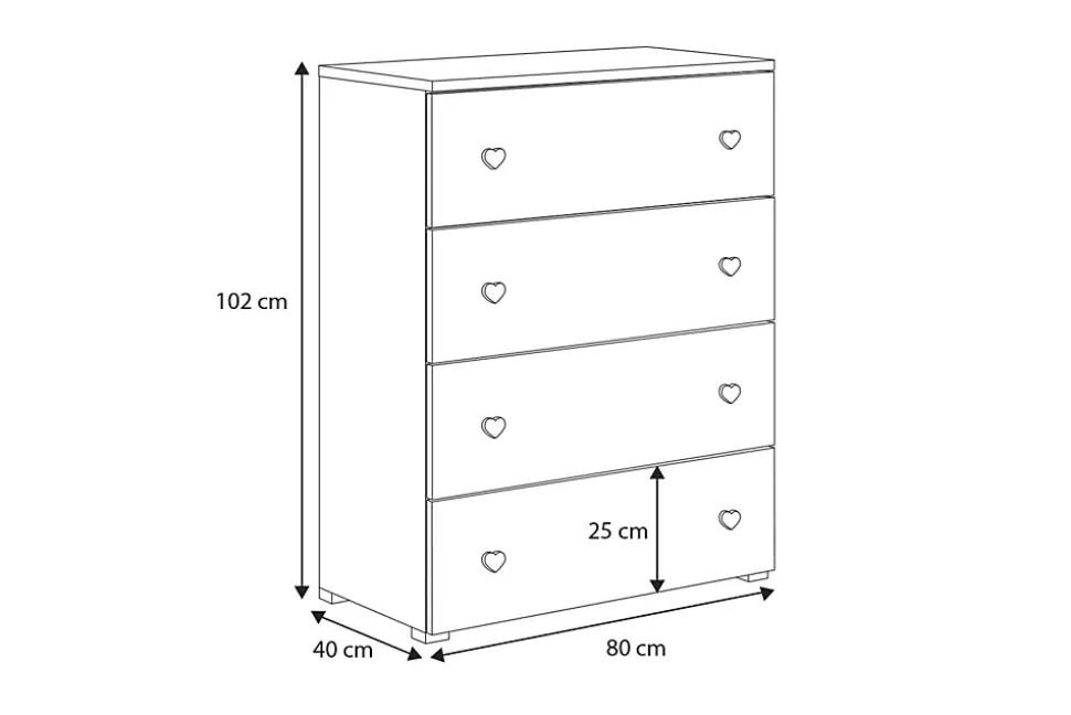 Commode enfant Emily, grise, pour chambre d'enfant