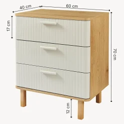 Commode Ferrersp 70 x 60 x 40 cm effet chêne / couleur sable en.casa