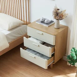 Commode Ferrersp 70 x 60 x 40 cm effet chêne / couleur sable en.casa
