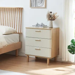 Commode Ferrersp 70 x 60 x 40 cm effet chêne / couleur sable en.casa