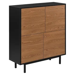 Commode Gnosjö à 4 Portes 93 x 80 x 30 cm Noir Effet Bois Foncé en.casa