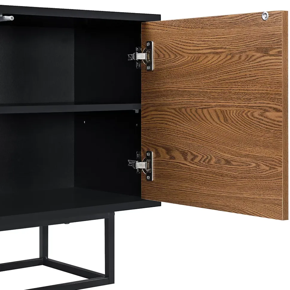 Commode Gnosjö à 4 Portes 93 x 80 x 30 cm Noir Effet Bois Foncé en.casa