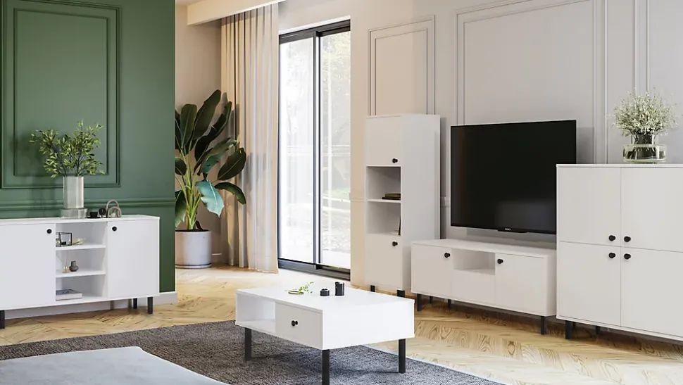 Commode haute à quatre portes Venus white loft