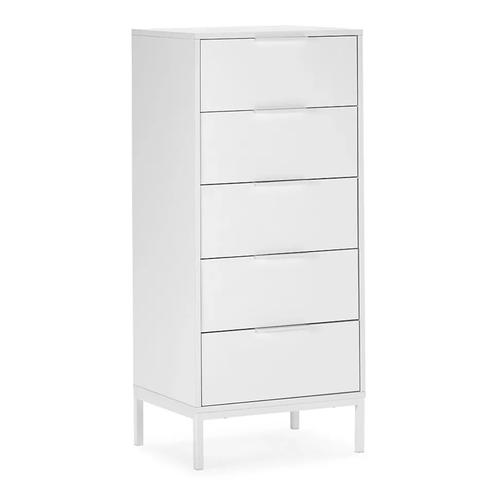 Commode haute Auri 5 tiroirs couleur Blanc