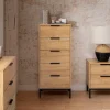 Commode haute Monica 5 tiroirs couleur Bois