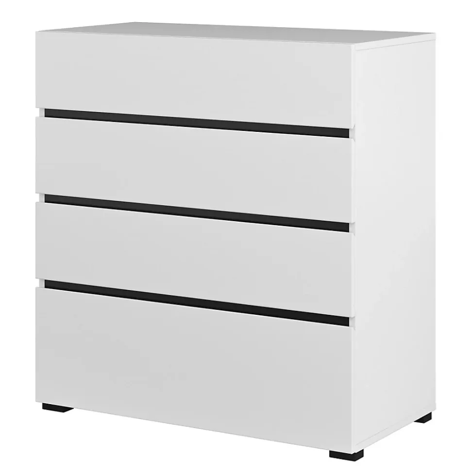 Commode HAVANA blanche et noire 4 tiroirs Style contemporain et rangement pratique