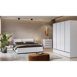 Commode HAVANA blanche et noire 4 tiroirs Style contemporain et rangement pratique