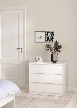 Commode Kajiki, Commode polyvalente, Commode de chambre, Meuble avec tiroirs, 77x50 h68 cm, Blanc