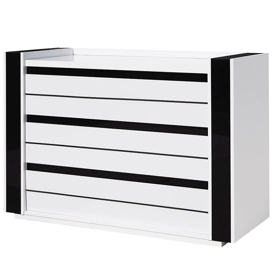 Commode LINA blanc et noir avec LED 124 x 87 x 50 cm