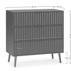 Commode Lluvia 3 tiroirs couleur noir