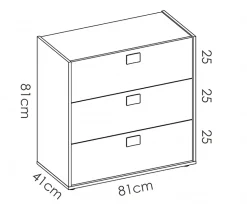 Commode Meuble de rangement coloris chêne/blanc - Longueur 80 x Hauteur 81 x Profondeur 43 cm