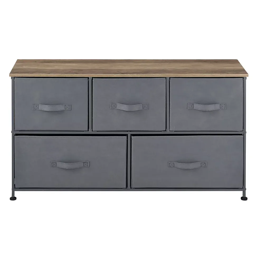 Commode meuble de rangement avec 5 tiroirs en non-tissé 55 x 100 x 29 cm pro.tec