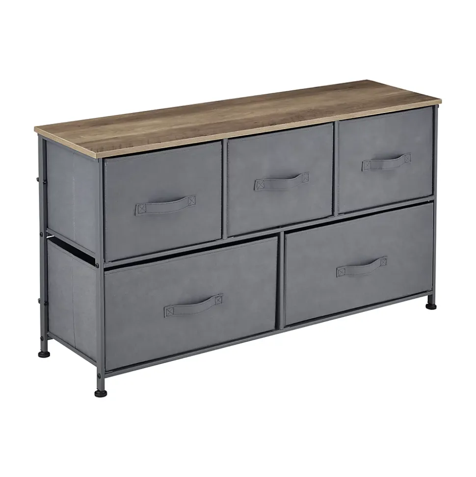 Commode meuble de rangement avec 5 tiroirs en non-tissé 55 x 100 x 29 cm pro.tec
