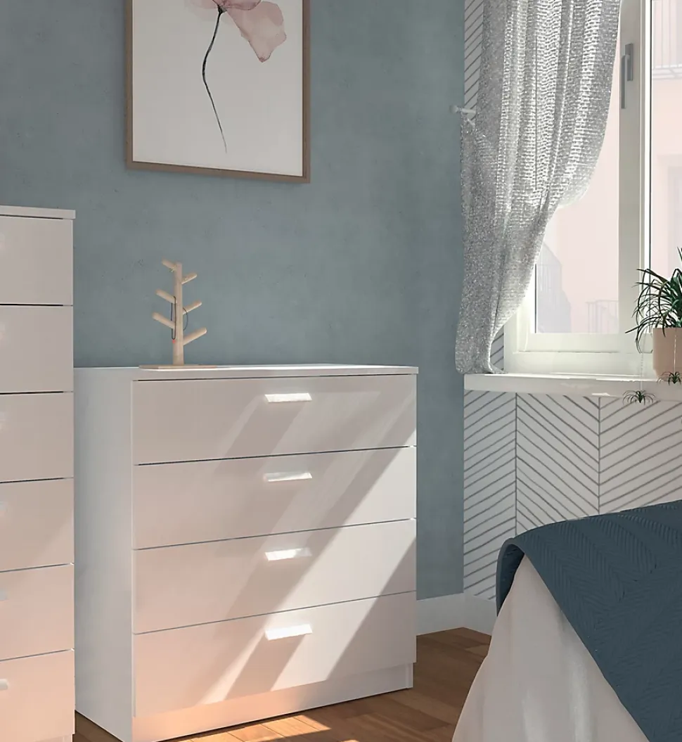 Commode Meuble de rangement coloris blanc - Hauteur 78 x Longueur 74 x Profondeur 40 cm