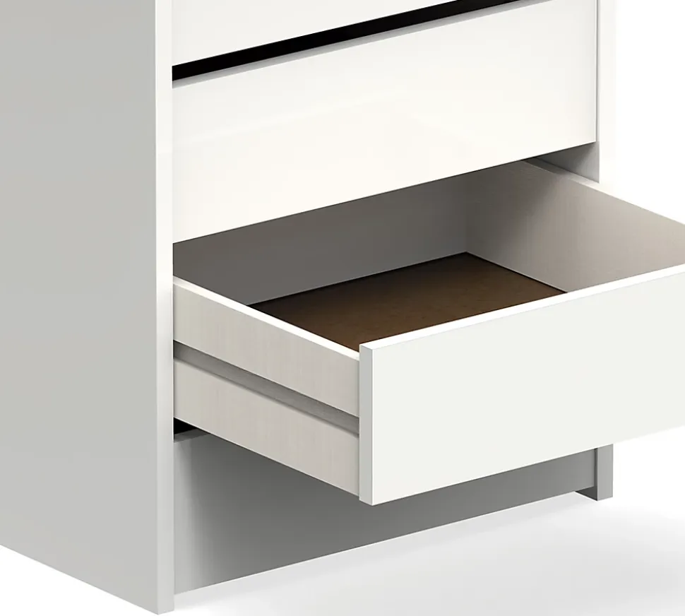 Commode Meuble de rangement coloris blanc brillant - Hauteur 61 x Longueur 46 x Profondeur 45 cm