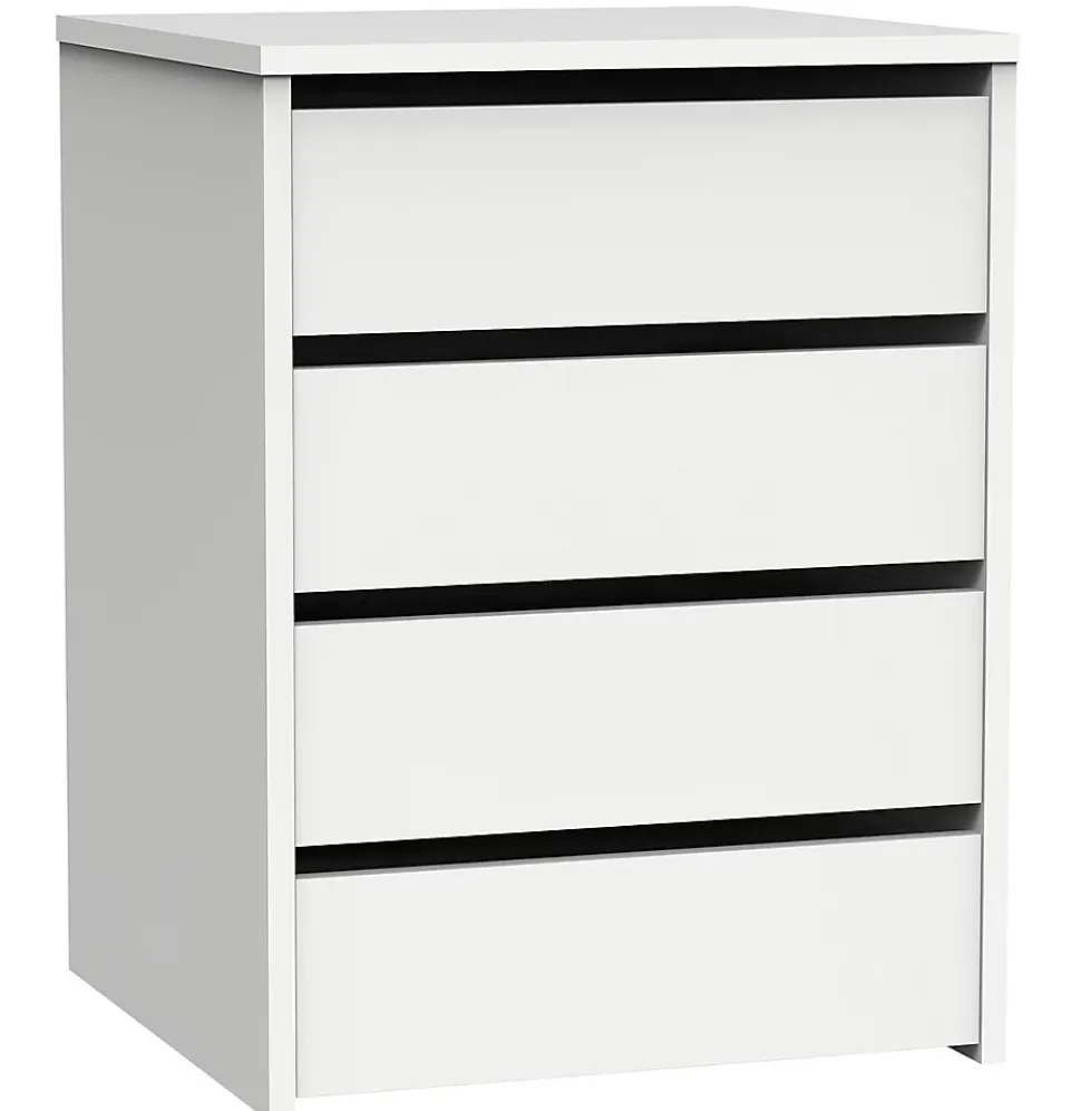Commode Meuble de rangement coloris blanc brillant - Hauteur 61 x Longueur 46 x Profondeur 45 cm