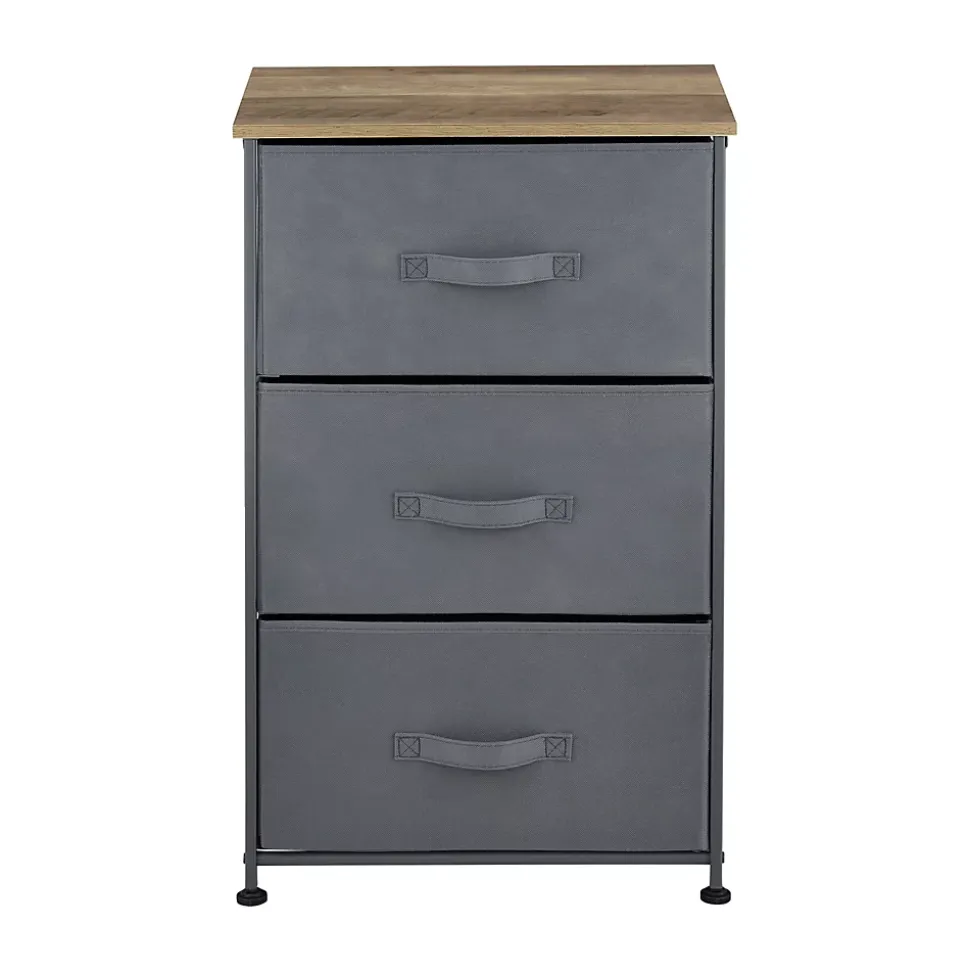 Commode meuble de rangement avec 3 tiroirs en non-tissé 73 x 45 x 30 cm pro.tec