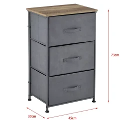 Commode meuble de rangement avec 3 tiroirs en non-tissé 73 x 45 x 30 cm pro.tec