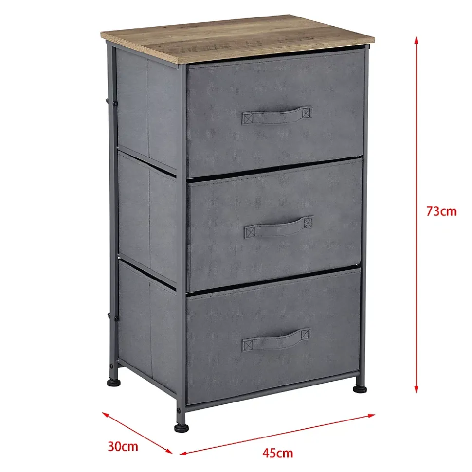 Commode meuble de rangement avec 3 tiroirs en non-tissé 73 x 45 x 30 cm pro.tec