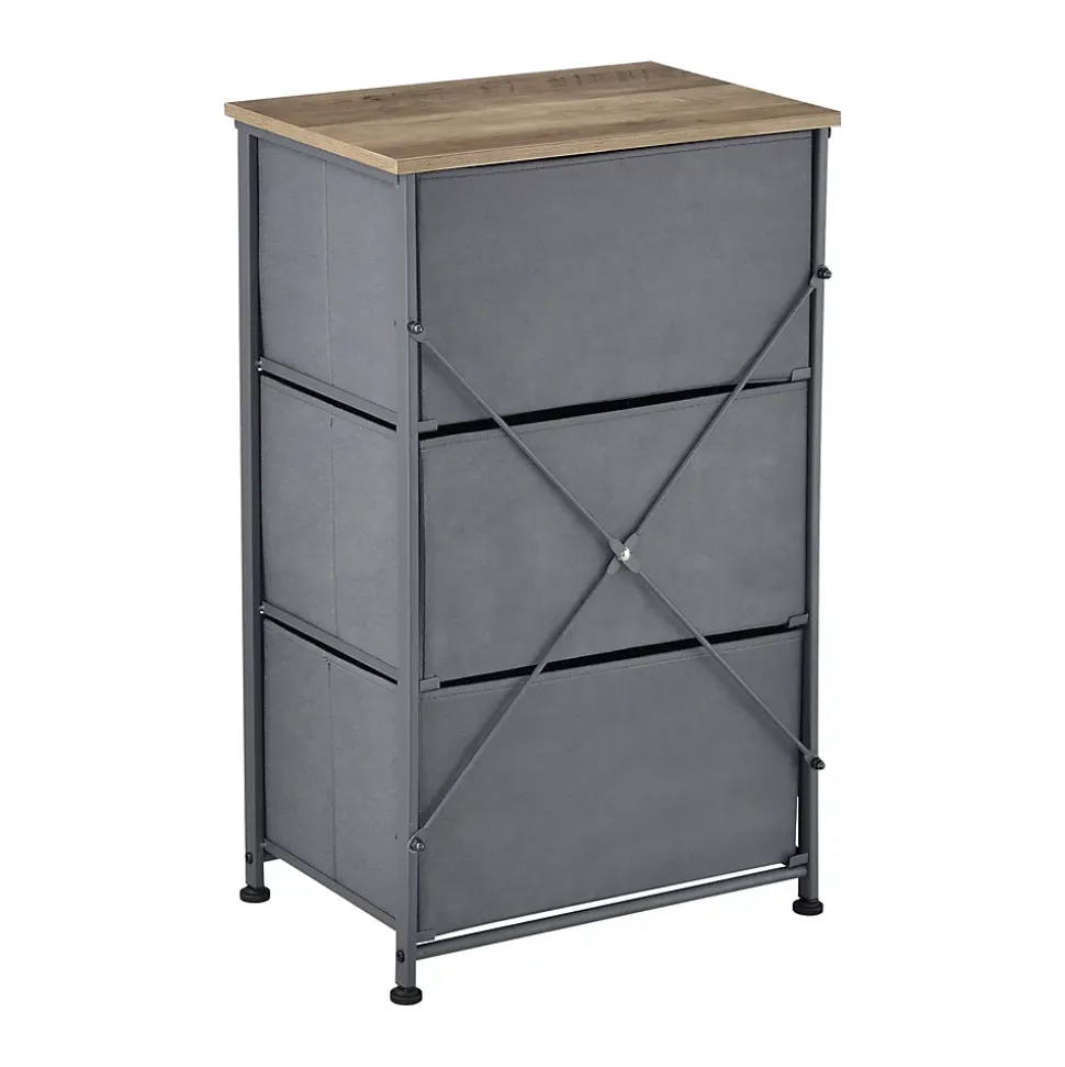 Commode meuble de rangement avec 3 tiroirs en non-tissé 73 x 45 x 30 cm pro.tec