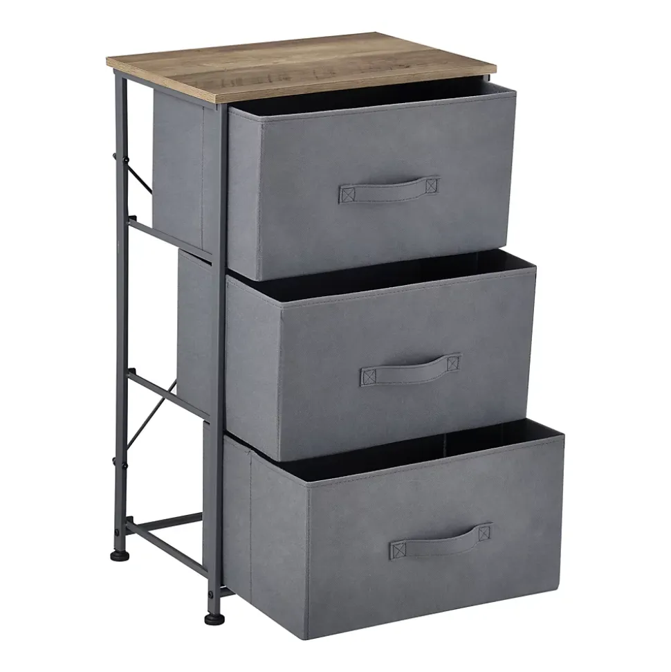 Commode meuble de rangement avec 3 tiroirs en non-tissé 73 x 45 x 30 cm pro.tec
