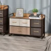 Commode meuble de rangement 5 tiroirs en tissu 87,5 x 29 x 58 cm Marron et beige