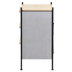 Commode ML-Design à 3 tiroirs tissu gris clair 58x78x42,5 cm avec structure en acier aspect chêne