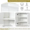 Commode moderne à 4 portes, buffet réglable de 100 cm, en bois, armoire polyvalente pour couloir, salon, salle de bain,Blanc