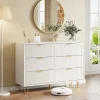 Commode moderne bois et rotin 6 tiroirs, meuble de rangement multifonction pour chambre salon couloir, design élégant et compact