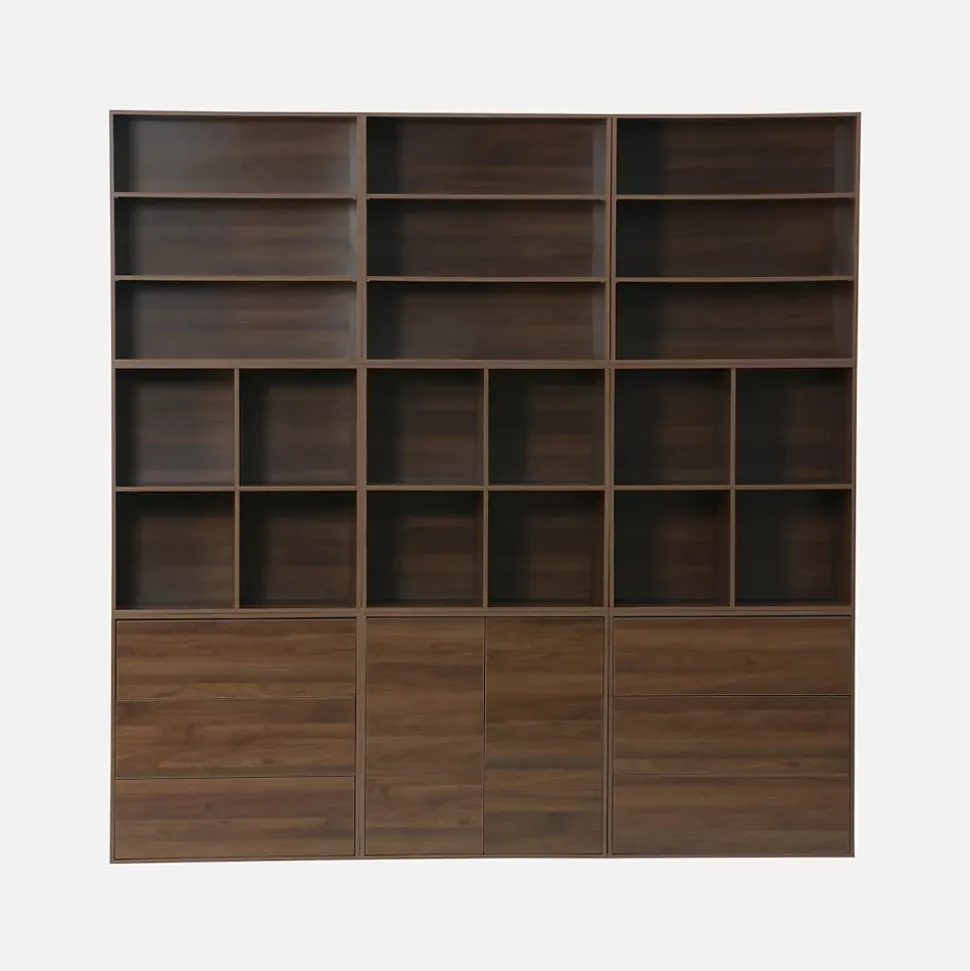 Commode. module de rangement décor bois noyer 3 tiroirs - Kompo
