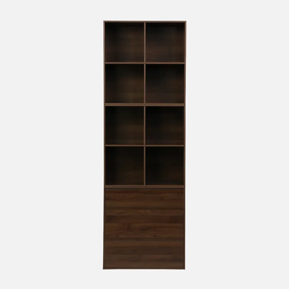Commode. module de rangement décor bois noyer 3 tiroirs - Kompo