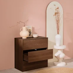 Commode. module de rangement décor bois noyer 3 tiroirs - Kompo