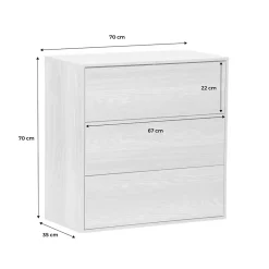 Commode. module de rangement décor bois chêne 3 tiroirs - Kompo