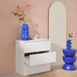 Commode. module de rangement décor bois blanc 3 tiroirs - Kompo