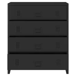 Commode métallique Hämeenlinna avec 4 tiroirs acier 92 x 80 x 40 cm noir en.casa