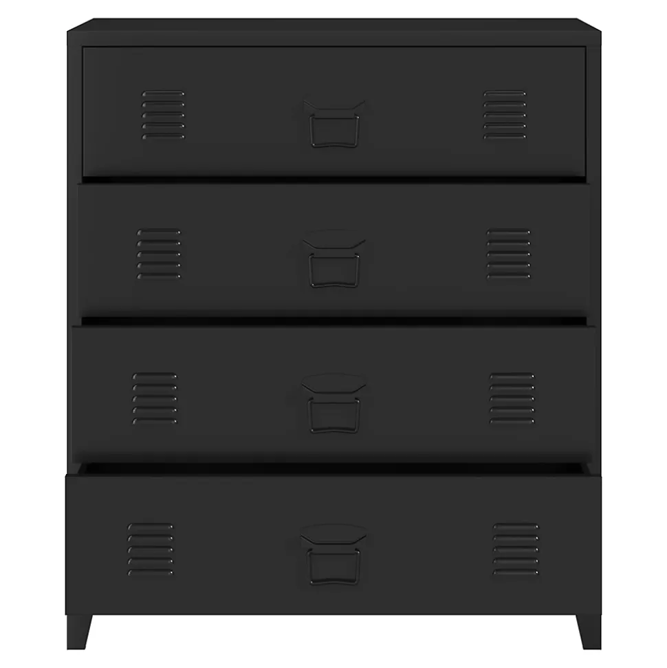 Commode métallique Hämeenlinna avec 4 tiroirs acier 92 x 80 x 40 cm noir en.casa